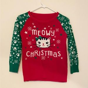 Kids cute cat Christmas sweater